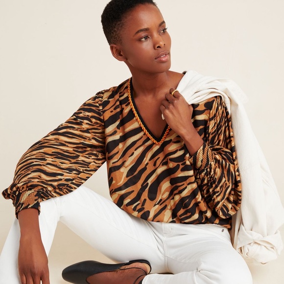 NWT bl^nk Animal Print Blouse - Picture 2 of 13